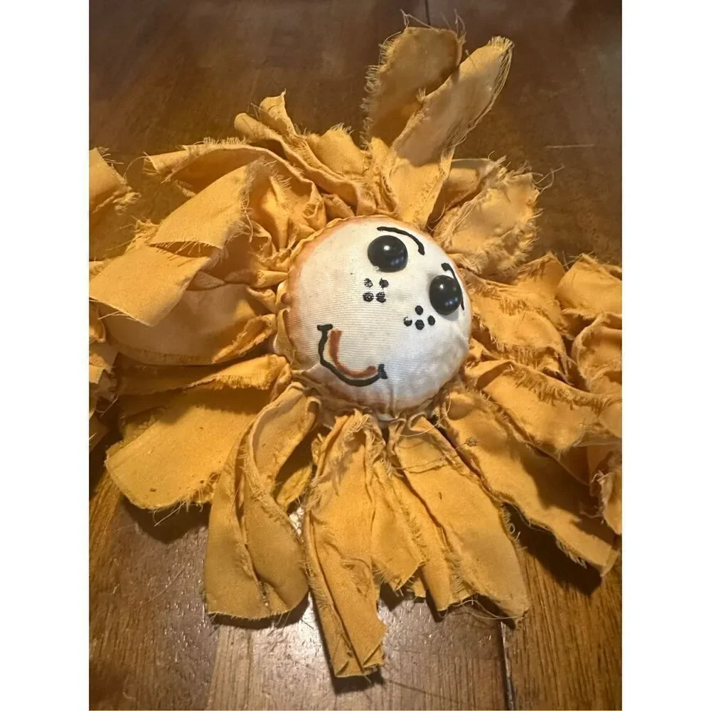 Vintage Handmade Yellow Sunflower Flower Decor Foam center Fabric  Lot of 3